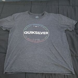 Quiksilver Gray Short Sleeve Tee Iconic Logo